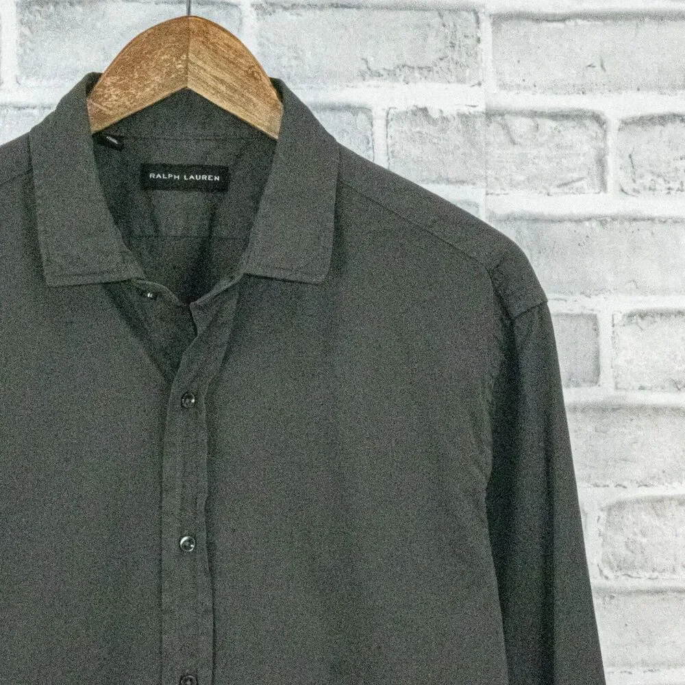 Ralph Lauren Black Label Men's Button up Shirt Dark Gray Cotton size Large - Picture 2 of 5
